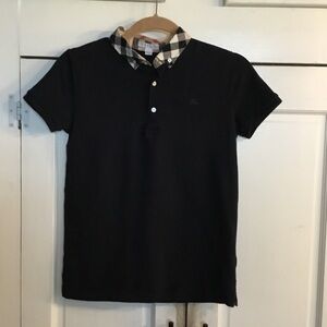 Burberry Black Polo with Checkered Collar